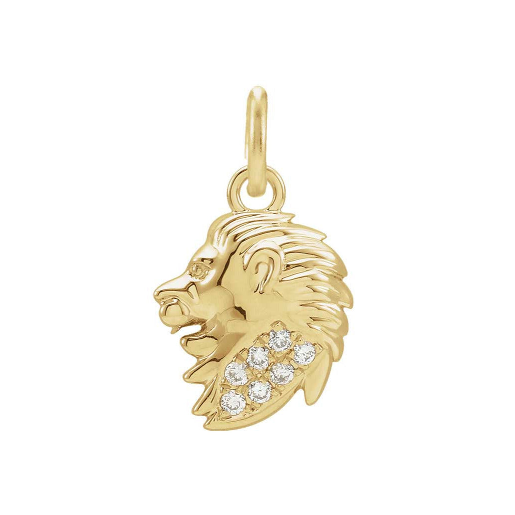 Astrology-inspired Leo charm with pave diamonds