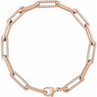 14K rose gold diamond link bracelet.