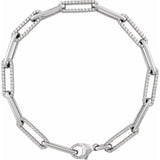 Close-up of diamond link bracelet clasp and chain detail in 14K white gold—hand-set diamonds variant--14K-white-gold variant--Diamond-Lab variant--Diamond-Nat
