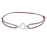 Diamond open heart bracelet on adjustable white gold silk cord white gold variant--14K-white-gold