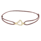 Diamond open heart silk bracelet in 14K yellow gold