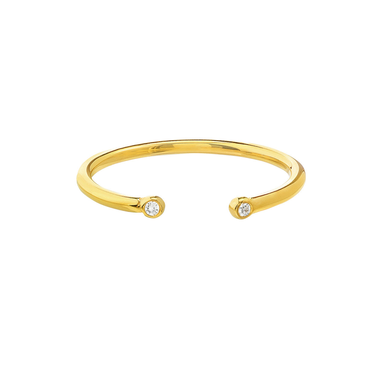 Diamond-Tipped Open Ring in 14K yellow gold with .02 CT natural diamond, full hero view showing open silhouette