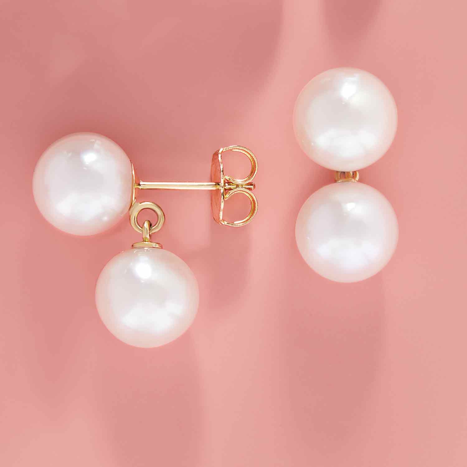 Double pearl stud earrings