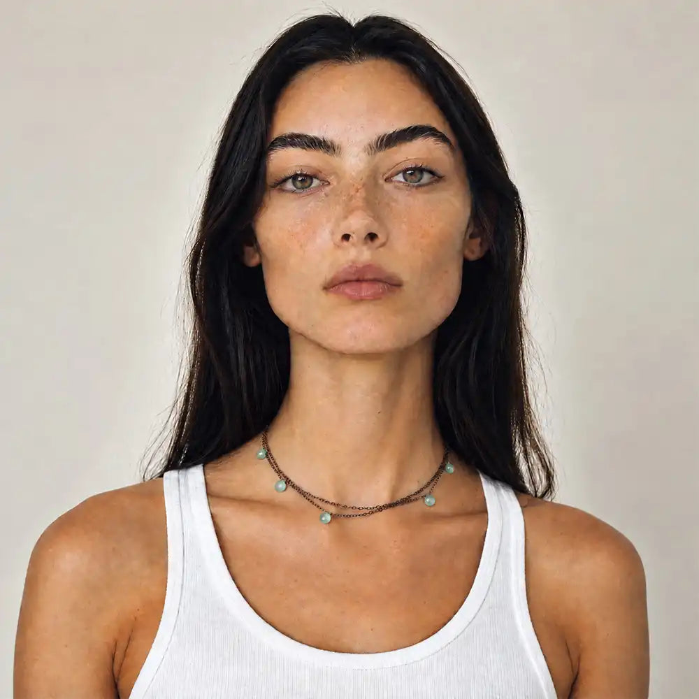 Double Strand Chalcedony Station Necklace