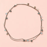 Double Strand Blue Topaz Station Necklace