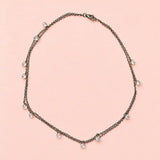 Double Strand White Topaz Station Necklace