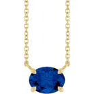 East-west sapphire necklace in 14K yellow gold for September birthstone