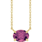 East-west pink tourmaline necklace in 14K yellow gold for October birthstone