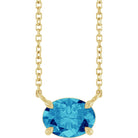 East-west zircon birthstone necklace in 14K yellow gold