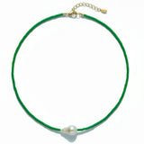 Green Beaded Pearl Choker