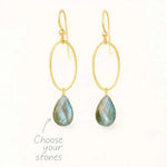 Eleanor custom gemstone drop earring illustration showing stone and metal options