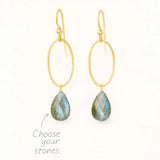 Eleanor custom gemstone drop earring illustration showing stone and metal options
