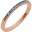 Elegant and stackable rose gold ring set with Swiss blue topaz