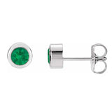 Emerald bezel stud earrings side view in sterling silver variant--Sterling-silver