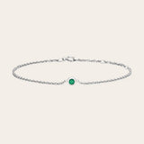 Minimalist bezel-set diamond bracelet bracelet for stacking variant--Sterling-silver variant--Emerald