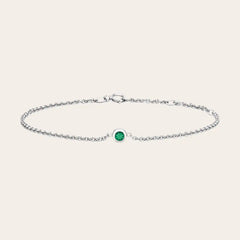Minimalist bezel-set diamond bracelet bracelet for stacking variant--Sterling-silver variant--Emerald