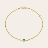 14K yellow gold Emerald bracelet, May birthstone emerald bracelet with adjustable chain white gold variant--14K-yellow-gold variant--Emerald
