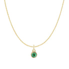 Emerald birthstone necklace, crafted in 14K gold with a vivid birthstone centerpiece