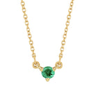 Tiny emerald necklace in 14K yellow gold, delicate and dainty for everyday wear.