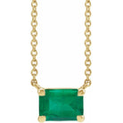 Emerald necklace shown in 14K yellow gold metal option