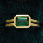 Yellow gold emerald cocktail ring