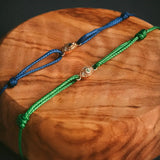 Stacked gemstone and diamond evil eye bracelets white gold variant--Sapphire variant--14K-white-gold