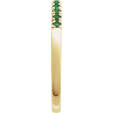 Stackable emerald ring in warm yellow gold side view variant--14K-yellow-gold