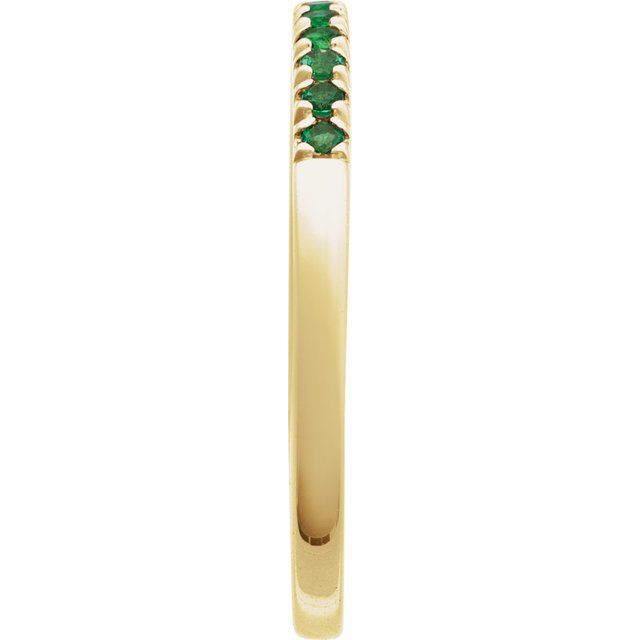 Stackable emerald ring in warm yellow gold side view variant--14K-yellow-gold
