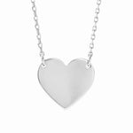 Sterling silver engraved heart necklace shown on white background