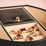 Collection of red and pink gemstone cocktail rings by EG Jewelry
