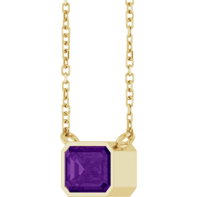 February birthstone necklace featuring purple amethyst