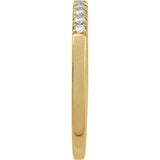 French-set diamond stacking ring in warm yellow gold side view variant--14K-yellow-gold