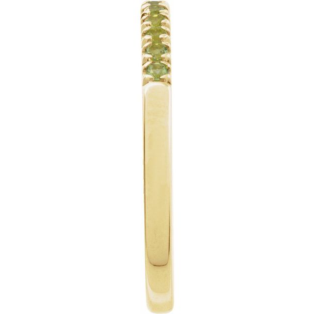 French-set peridot stacking ring in warm yellow gold side view variant--14K-yellow-gold