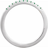 French-set emerald stacking band in white gold detailed view variant--14K-white-gold