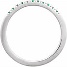 French-set emerald stacking band in white gold detailed view