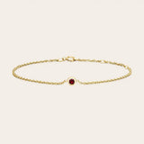 14K yellow gold Garnet bracelet, Bezel-set garnet bracelet in 14K yellow gold on adjustable curb chain white gold variant--14K-yellow-gold variant--Garnet