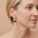 Drop earring in gold-fill shown on model variant--Garnet variant--Gold-fill, variant--Sterling-silver, variant--14K-yellow-gold, variant--14K-white-gold
