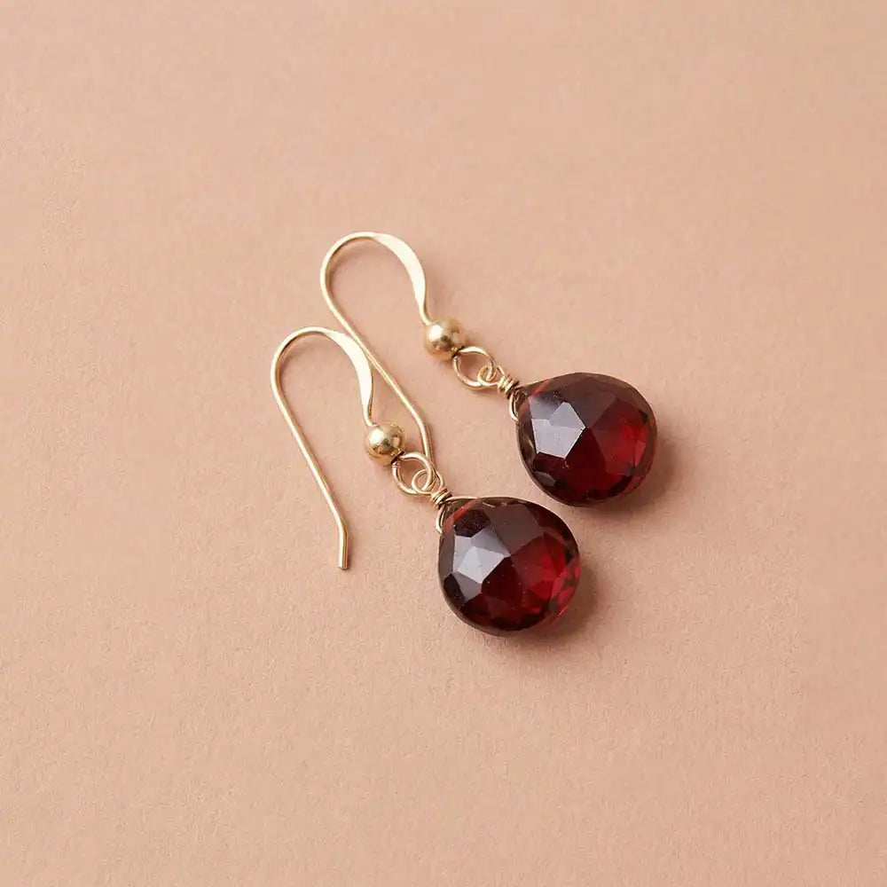 January birthstone garnet earrings variant--Gold-fill