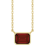 East West garnet necklace in 14K yellow gold