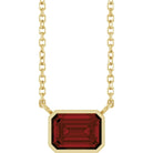 East West garnet necklace in 14K yellow gold
