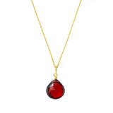 Garnet drop necklace in gold-fill, genuine garnet gemstone pendant variant--Oxidized-sterling-silver