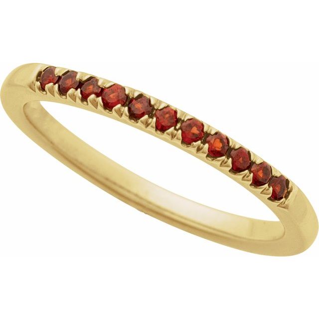 Garnet stacking ring in 14K yellow gold with vivid red stones