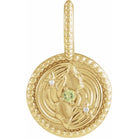 Gemini zodiac medallion charm in 14K gold with peridot