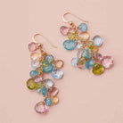 Gold-fill gemstone cascade earrings featuring apatite and topaz