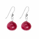 Genuine ruby drop earrings sterling silver