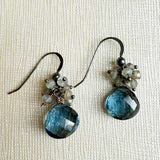 London blue topaz gemstone cluster drop earring, product view Topaz variant--London-Topaz