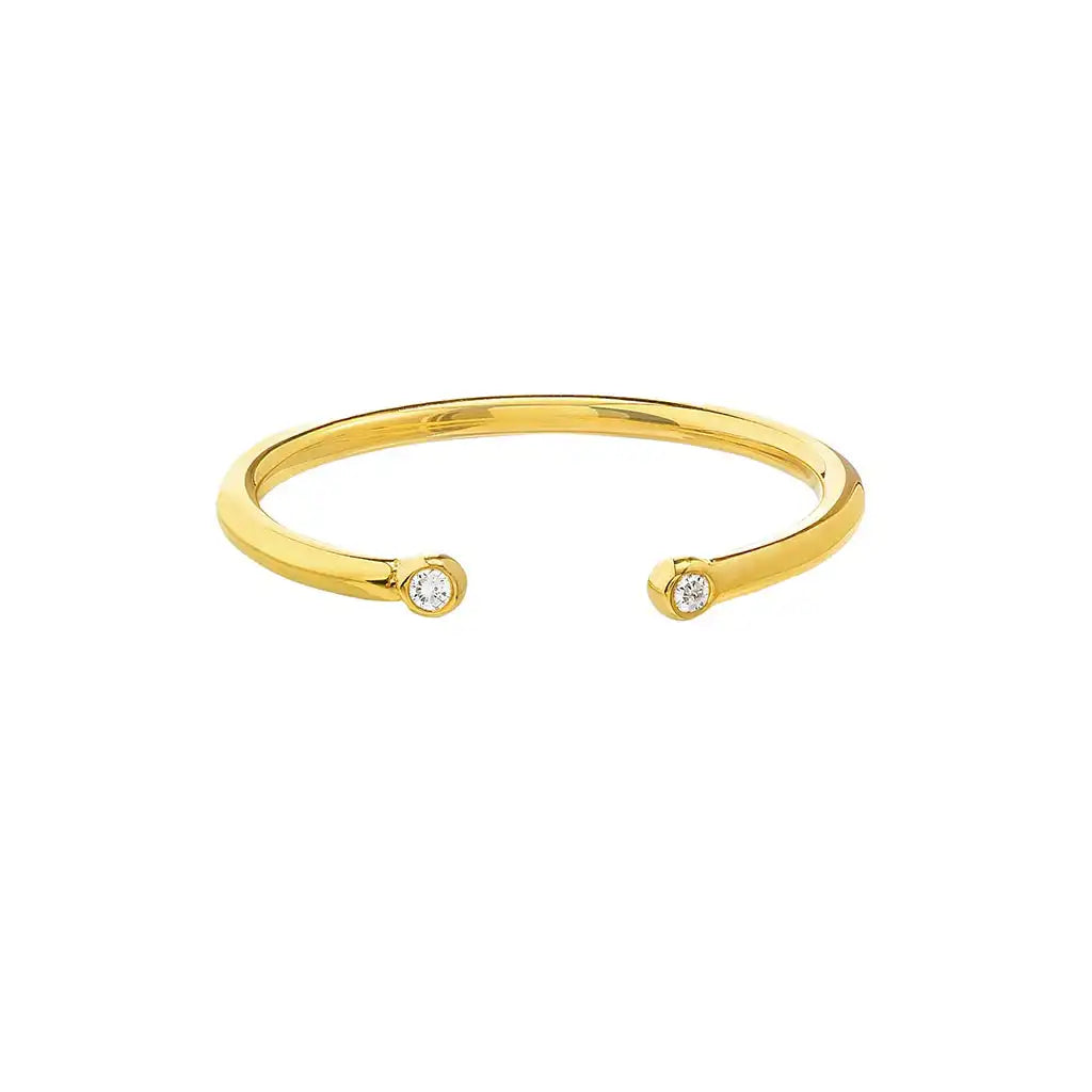 diamond-tipped open gold ring handmade by Erin gallagher