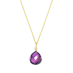 Amethyst pendant necklace in gold-fill with delicate chain variant--Gold-fill variant--Amethyst