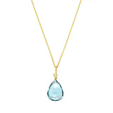 Aquamrine pendant necklace in gold-fill with delicate chain variant--Gold-fill variant--Aquamarine