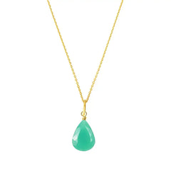 Chrysoprase pendant necklace in gold-fill with delicate chain variant--Gold-fill variant--Chrysoprase